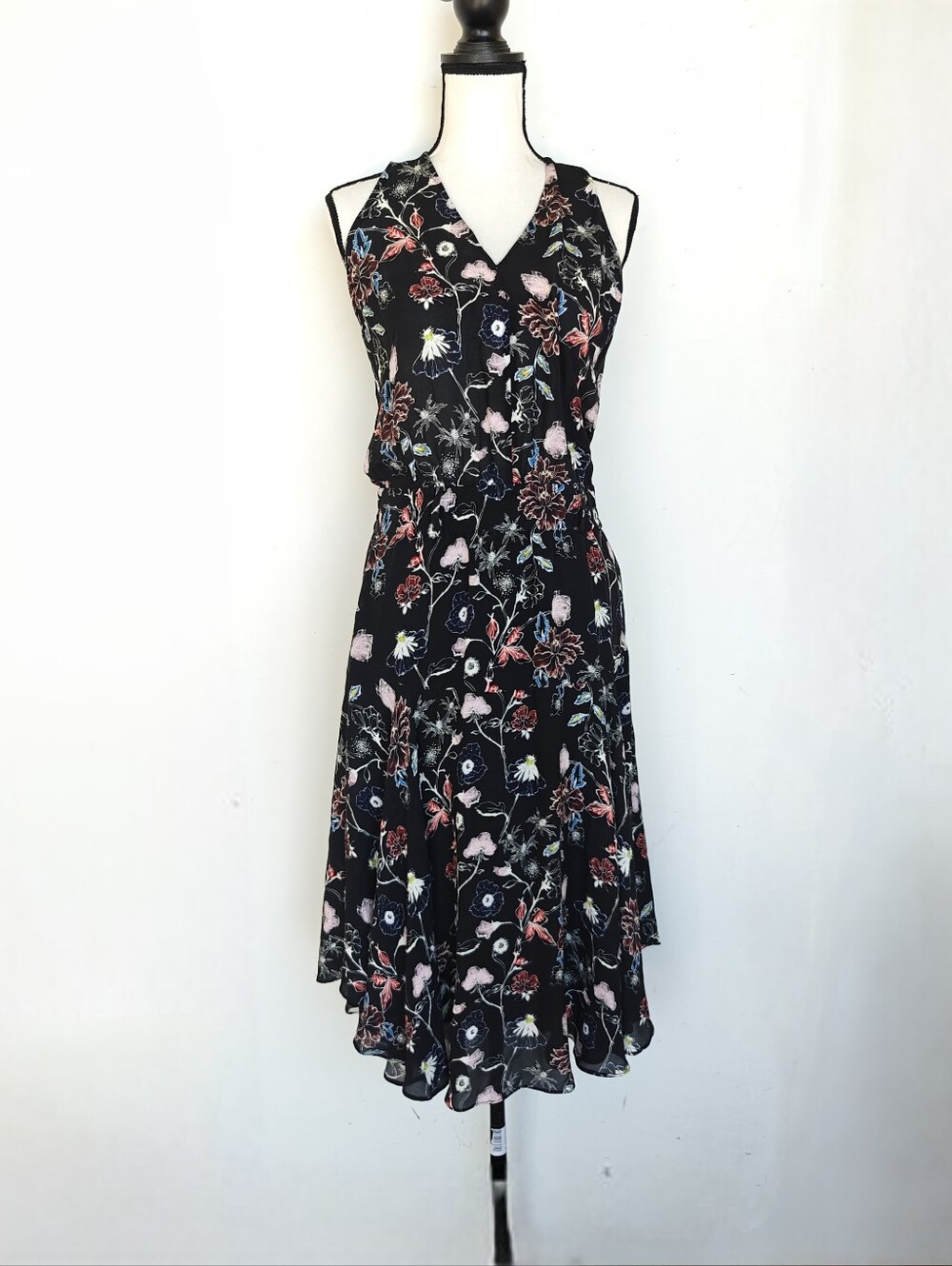 A.L.C. Costello Black Floral Sleeveless Dress Size 4
